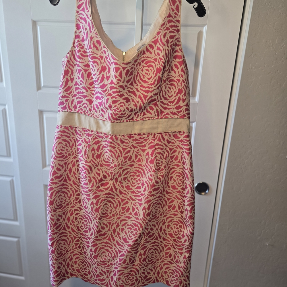 Maggy London Pink and Cream Floral Sheath Dress